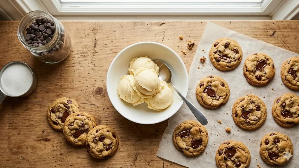 Overhead view of butter substitute for cookies