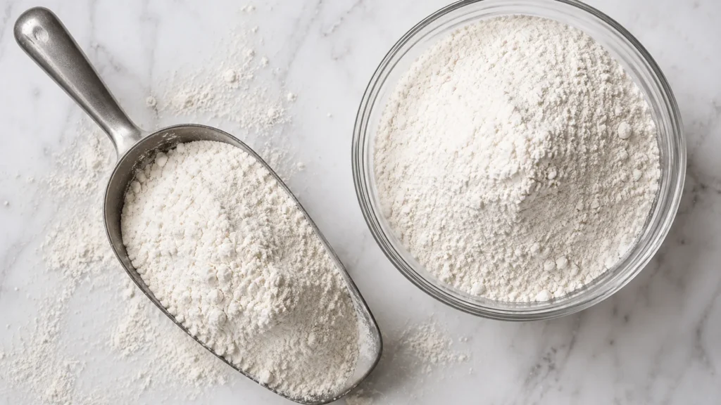 Using bread flour for cookies, beautifully styled overhead food photograph