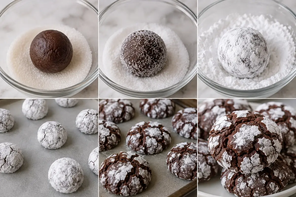 Chocolate crinkle cookies — The double-sugar-roll trick