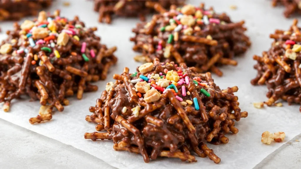 No-Bake Chocolate Haystacks: Crispy, Sweet & SO Easy! Chocolate Haystacks: whip up this easy, no-bake crispy treat with just a few ingredients. Perfect for part