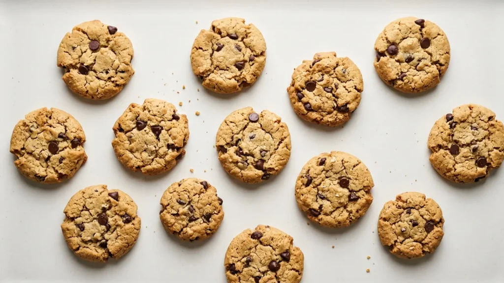 Gluten free cookies, beautifully styled overhead food photograph