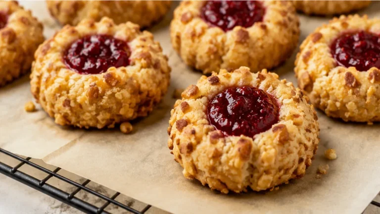 Raspberry Walnut Thumbprint Cookies