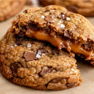 Chewy Salted Caramel Milk Chocolate Cookies - salted caramel cookies