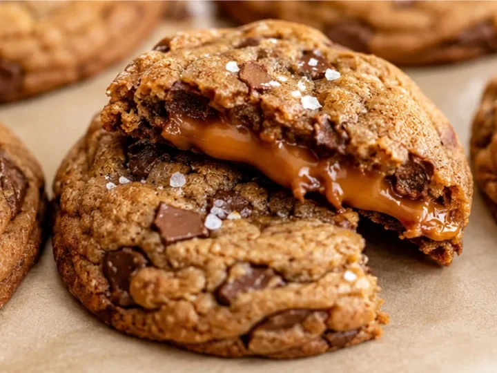 Chewy Salted Caramel Milk Chocolate Cookies