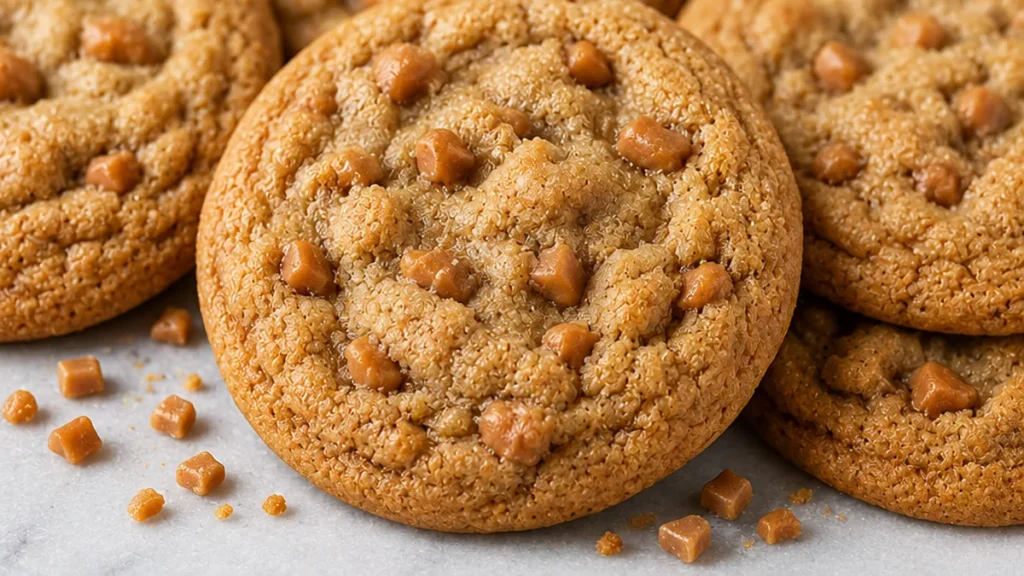 Chewy Brown Sugar Toffee Cookies! Toffee cookies: bake this amazing recipe for chewy, buttery cookies packed with brown sugar and toffee bits. Perfect for any o