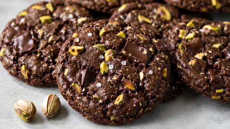 Chewy Dark Chocolate Pistachio Cookies