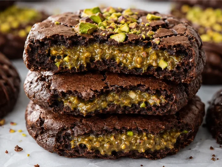 “Layered Dubai Cookies: Chocolate Pistachio Delight”