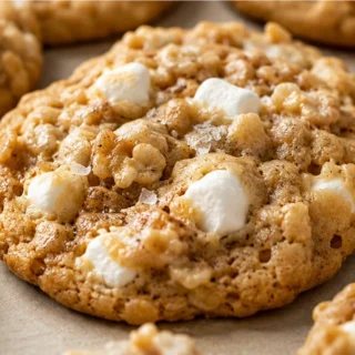 Chewy Brown Butter Marshmallow Crispy Cookies! - marshmallow cookies