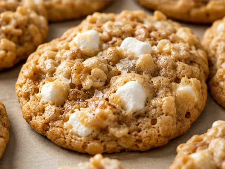 Chewy Brown Butter Marshmallow Crispy Cookies!