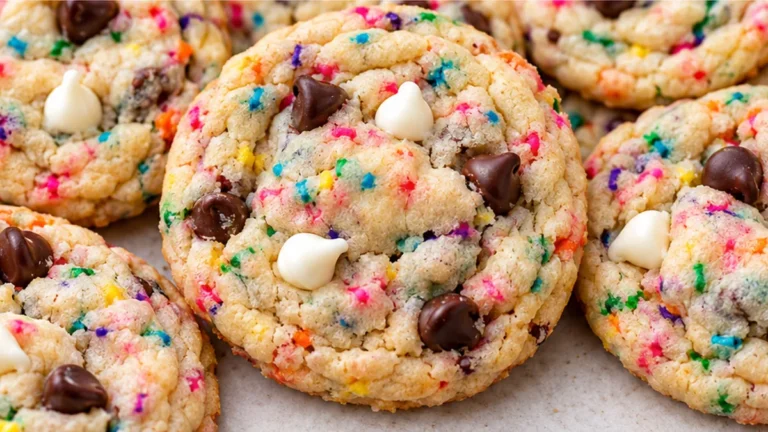 Irresistible Cake Batter Chocolate Chip Cookies!